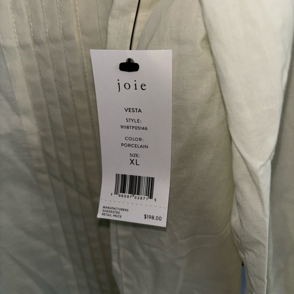 Joie Vesta Pintucked Porcelain Cotton Long Sleeved Button Down Blouse NWT - Picture 5 of 10